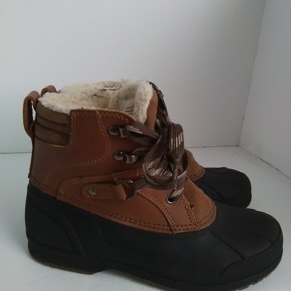 Cat & Jack Boys Winter Boot Lace Up Closure Color Brown / Black Rubber Size 1 NW - Picture 2 of 13